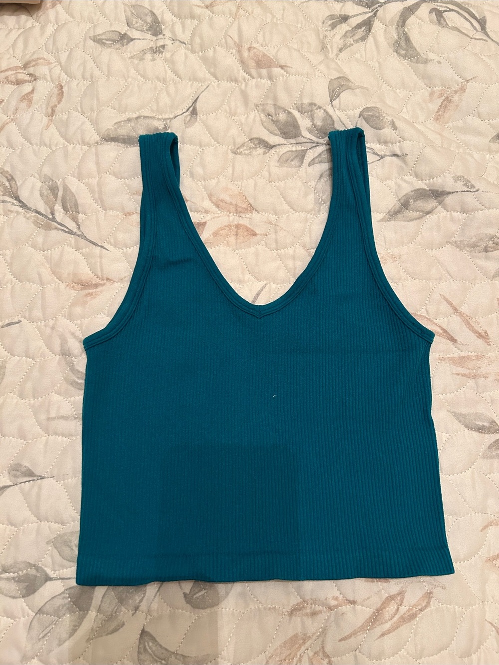 Ribbed Scoop-Neck Tank Top in Teal